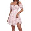 image:imageScarlet Darkness Floral Corset Mini Dress Women Teen Summer Off Shoulder Dress Graduation Cute Sundress with PocketsWhite Pink Floral