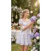 image:imageScarlet Darkness Floral Corset Mini Dress Women Teen Summer Off Shoulder Dress Graduation Cute Sundress with PocketsWhite Purple Floral