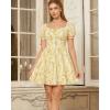 image:imageScarlet Darkness Floral Corset Mini Dress Women Teen Summer Off Shoulder Dress Graduation Cute Sundress with PocketsYellow Floral