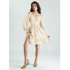 image:imageScarlet Darkness Reansiaacne Corset Dress for Women Long Sleeve Off the Shoulder Mini DressApricot