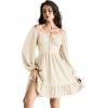 image:imageScarlet Darkness Reansiaacne Corset Dress for Women Long Sleeve Off the Shoulder Mini DressApricot