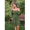 image:imageScarlet Darkness Reansiaacne Corset Dress for Women Long Sleeve Off the Shoulder Mini DressArmy Green