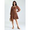image:imageScarlet Darkness Reansiaacne Corset Dress for Women Long Sleeve Off the Shoulder Mini DressBrown