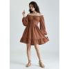 image:imageScarlet Darkness Reansiaacne Corset Dress for Women Long Sleeve Off the Shoulder Mini DressBrown