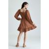 image:imageScarlet Darkness Reansiaacne Corset Dress for Women Long Sleeve Off the Shoulder Mini DressBrown