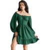 image:imageScarlet Darkness Reansiaacne Corset Dress for Women Long Sleeve Off the Shoulder Mini DressDark Green