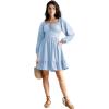 image:imageScarlet Darkness Reansiaacne Corset Dress for Women Long Sleeve Off the Shoulder Mini DressGray Blue