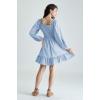 image:imageScarlet Darkness Reansiaacne Corset Dress for Women Long Sleeve Off the Shoulder Mini DressGray Blue