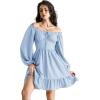 image:imageScarlet Darkness Reansiaacne Corset Dress for Women Long Sleeve Off the Shoulder Mini DressGray Blue