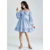 image:imageScarlet Darkness Reansiaacne Corset Dress for Women Long Sleeve Off the Shoulder Mini DressGray Blue