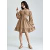 image:imageScarlet Darkness Reansiaacne Corset Dress for Women Long Sleeve Off the Shoulder Mini DressKhaki
