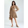image:imageScarlet Darkness Reansiaacne Corset Dress for Women Long Sleeve Off the Shoulder Mini DressKhaki