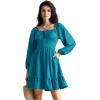 image:imageScarlet Darkness Reansiaacne Corset Dress for Women Long Sleeve Off the Shoulder Mini DressPeacock Blue