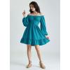 image:imageScarlet Darkness Reansiaacne Corset Dress for Women Long Sleeve Off the Shoulder Mini DressPeacock Blue