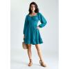 image:imageScarlet Darkness Reansiaacne Corset Dress for Women Long Sleeve Off the Shoulder Mini DressPeacock Blue