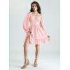 image:imageScarlet Darkness Reansiaacne Corset Dress for Women Long Sleeve Off the Shoulder Mini DressPink