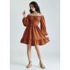 image:imageScarlet Darkness Reansiaacne Corset Dress for Women Long Sleeve Off the Shoulder Mini DressRedbrown