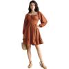 image:imageScarlet Darkness Reansiaacne Corset Dress for Women Long Sleeve Off the Shoulder Mini DressRedbrown