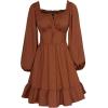 image:imageScarlet Darkness Reansiaacne Corset Dress for Women Long Sleeve Off the Shoulder Mini DressRedbrown