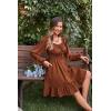 image:imageScarlet Darkness Reansiaacne Corset Dress for Women Long Sleeve Off the Shoulder Mini DressRedbrown