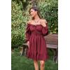 image:imageScarlet Darkness Reansiaacne Corset Dress for Women Long Sleeve Off the Shoulder Mini DressRose Red