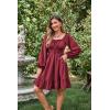 image:imageScarlet Darkness Reansiaacne Corset Dress for Women Long Sleeve Off the Shoulder Mini DressRose Red