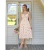 image:imageScarlet Darkness Women 2026 Floral Corset Dress Summer Milkmaid Sundress Wedding Guest Dresses with PocketsWhite Pink Floral