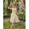 image:imageScarlet Darkness Women 2026 Floral Corset Dress Summer Milkmaid Sundress Wedding Guest Dresses with PocketsYellow Floral