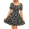 image:imageScarlet Darkness Floral Corset Mini Dress Women Teen Summer Off Shoulder Dress Graduation Cute Sundress with PocketsBlack Beige Floral