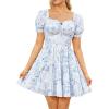 image:imageScarlet Darkness Floral Corset Mini Dress Women Teen Summer Off Shoulder Dress Graduation Cute Sundress with PocketsWhite Blue Floral