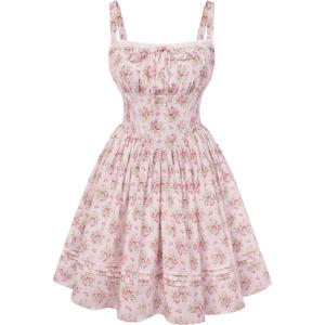 image:imageScarlet Darkness Floral Corset Dress Summer Mini Dresses for Women Teens 2026 Graduation Sundress with PocketPink Floral