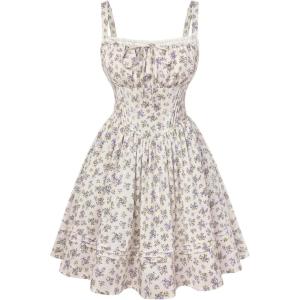image:imageScarlet Darkness Floral Corset Dress Summer Mini Dresses for Women Teens 2026 Graduation Sundress with PocketPurple Floral