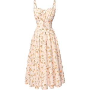 image:imageScarlet Darkness Women 2026 Floral Corset Dress Summer Milkmaid Sundress Wedding Guest Dresses with PocketsSunset Bloom