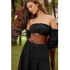 image:imageGRACE KARIN Womens Elastic Wide Waist Belt Renaissance Pirate Corset Cinch Belt Cosplay Costume with Press ButtonBrown Leather