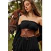 image:imageGRACE KARIN Womens Elastic Wide Waist Belt Renaissance Pirate Corset Cinch Belt Cosplay Costume with Press ButtonBrown Leather