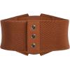 image:imageGRACE KARIN Womens Elastic Wide Waist Belt Renaissance Pirate Corset Cinch Belt Cosplay Costume with Press ButtonBrown Leather