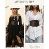 image:imageGRACE KARIN Womens Elastic Wide Waist Belt Renaissance Pirate Corset Cinch Belt Cosplay Costume with Press ButtonCoffee Leather