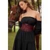 image:imageGRACE KARIN Womens Elastic Wide Waist Belt Renaissance Pirate Corset Cinch Belt Cosplay Costume with Press ButtonRed Leather