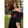 image:imageGRACE KARIN Womens Elastic Wide Waist Belt Renaissance Pirate Corset Cinch Belt Cosplay Costume with Press ButtonRed Leather