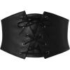 image:imageGRACE KARIN Womens Elastic Wide Waist Belt Renaissance Pirate Corset Cinch Belt Cosplay Costume with Press ButtonBlack Leather