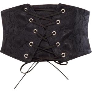 image:imageGRACE KARIN Womens Elastic Wide Waist Belt Renaissance Pirate Corset Cinch Belt Cosplay Costume with Press ButtonBlack