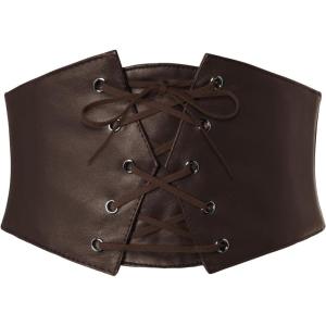 image:imageGRACE KARIN Womens Elastic Wide Waist Belt Renaissance Pirate Corset Cinch Belt Cosplay Costume with Press ButtonCoffee Leather