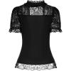 image:imageScarlet Darkness Victorian Tops Short Lace Sleeve Shirts Stand Collar Blouse