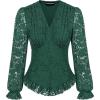 image:imageSCARLET DARKNESS Womens Victorian Shirt Green Dressy Blouse Lace Top Long Sleeve Elegant Shirt LaceGreen 2XL