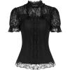 image:imageScarlet Darkness Victorian Tops Short Lace Sleeve Shirts Stand Collar Blouse