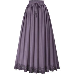 image:imageScarlet Darkness Long Maxi Skirts for Women Elastic High Waist Drawstring Renaissance Skirt with Pockets
