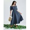 image:imageScarlet Darkness Renaissance Dress Women Fairy Medieval Costume Peasant Short Sleeve DressesGray Blue
