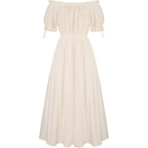 image:imageScarlet Darkness Renaissance Dress Women Fairy Medieval Costume Peasant Short Sleeve DressesApricot