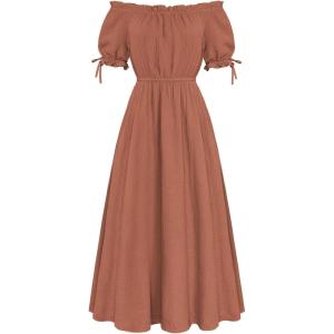 image:imageScarlet Darkness Renaissance Dress Women Fairy Medieval Costume Peasant Short Sleeve DressesOrange