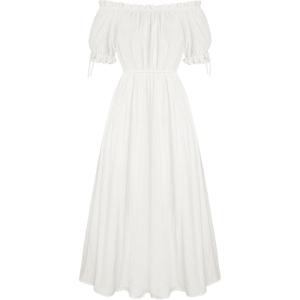 image:imageScarlet Darkness Renaissance Dress Women Fairy Medieval Costume Peasant Short Sleeve DressesWhite